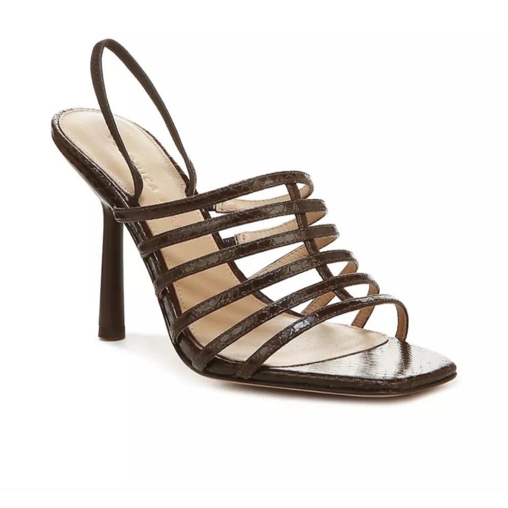 Veronica Beard Aldridge Espresso leather strappy heel sandal 10 BNIB